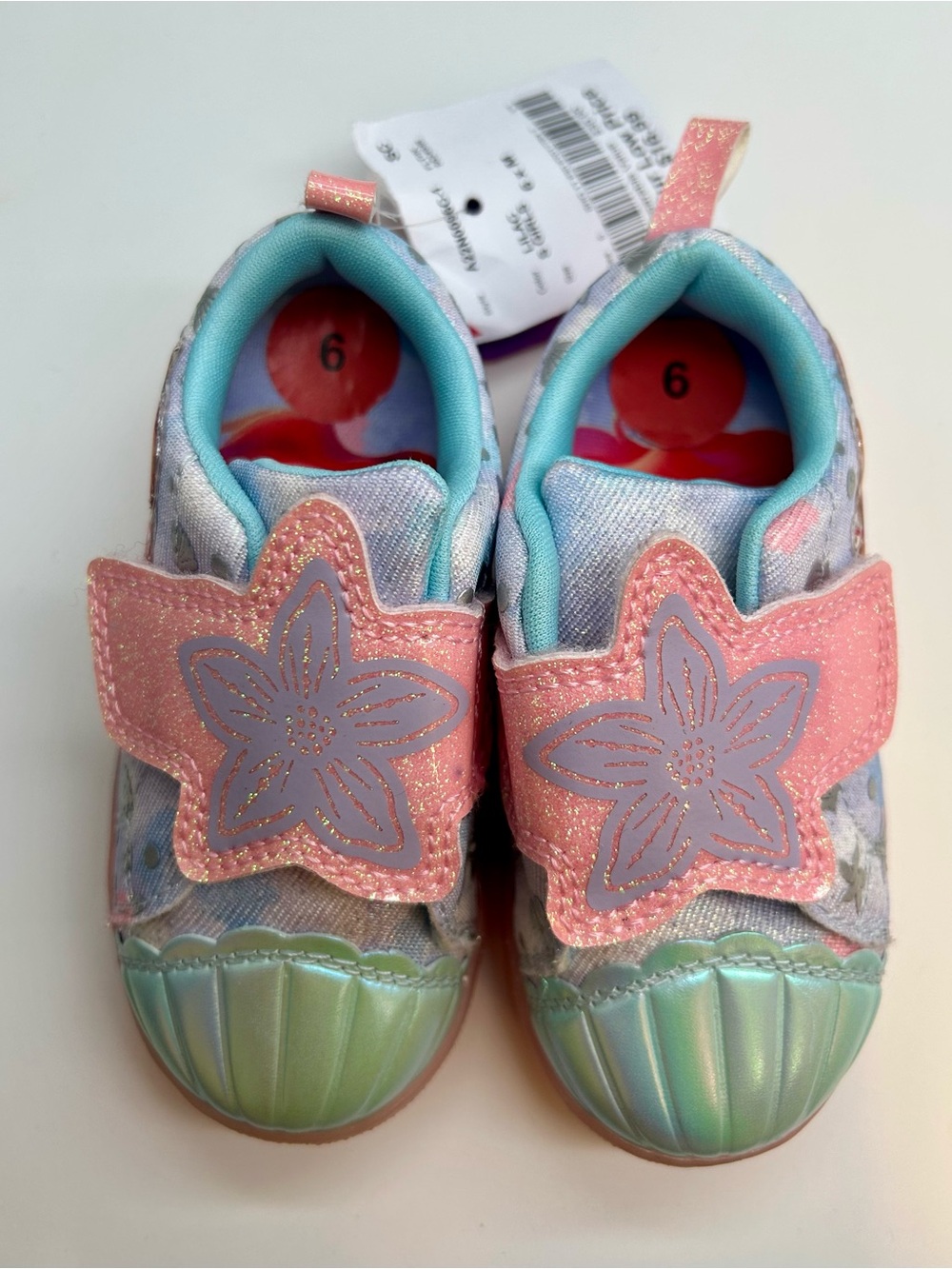 NWT size 6 Ariel Disney Princess sneakers with velcro closure